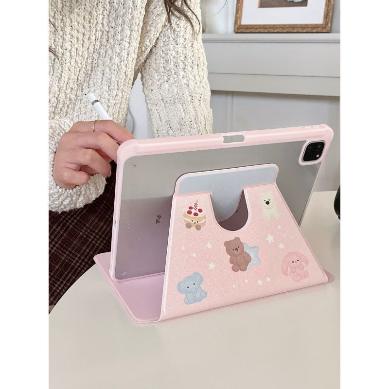 Cute Bow Animal Suitable For Ipad Mini Tablet Protective Cover Pro360 Rotating Stand Air7 With Pen Slot - Image 4
